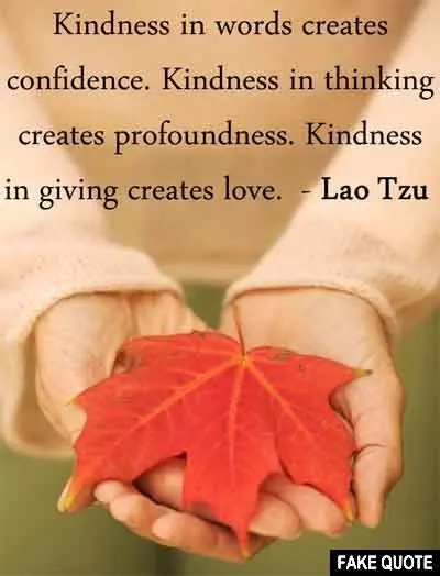 Fake Lao Tzu quote: Kindness in words creates confidence...