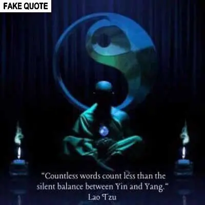 Fake Lao Tzu quote: Countless words count less than the silent balance between yin and yang.