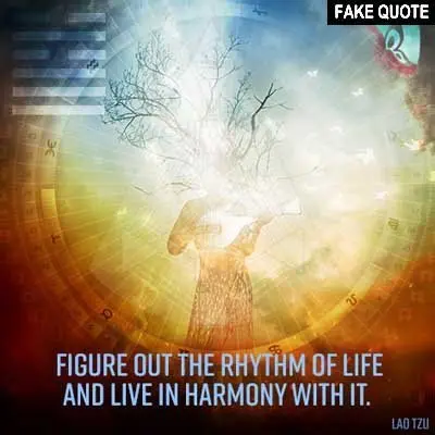 Fake Lao Tzu quote: Figure out the rhythm of life and live in harmony with it.