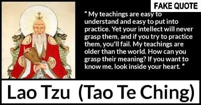 Fake Lao Tzu quote: My teachings are easy to understand and easy to put into practice...