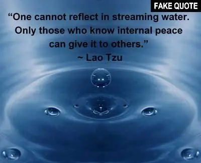 Fake Lao Tzu quote: One cannot reflect in streaming water...